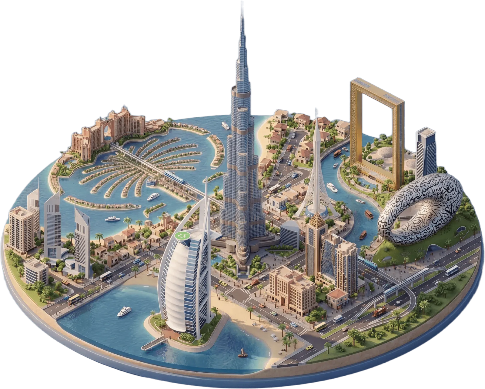 3D illustration of the Dubai skyline